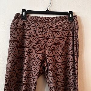 LuLaRoe Geometric Patterned Leggings - Brown and Black